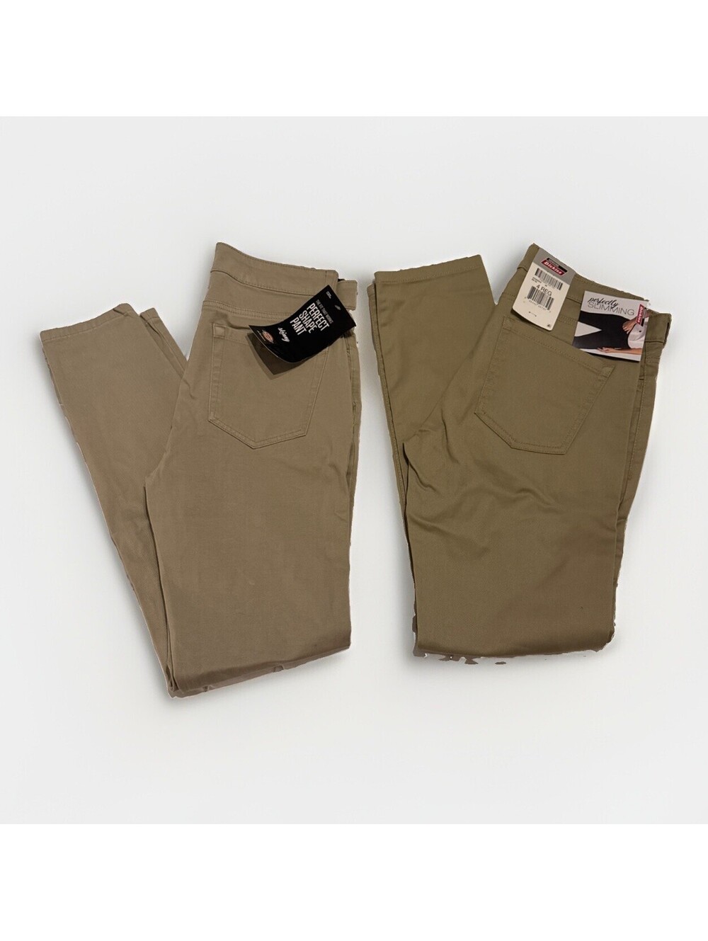 NWT 2 Pair Dickies Khaki Work Pants Perfect Shape Skinny - Perfectly Slimming 4